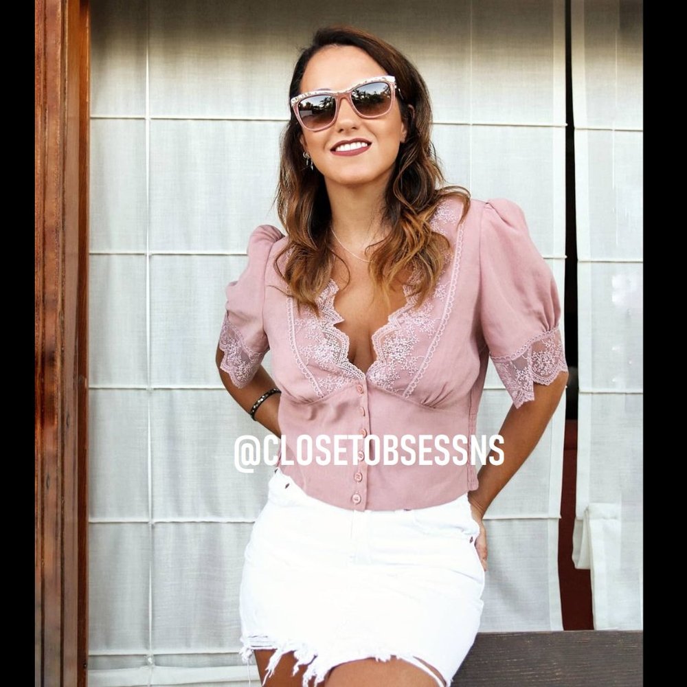ZARA V-Neck Top with Lace Detail* - Picture 2 of 16